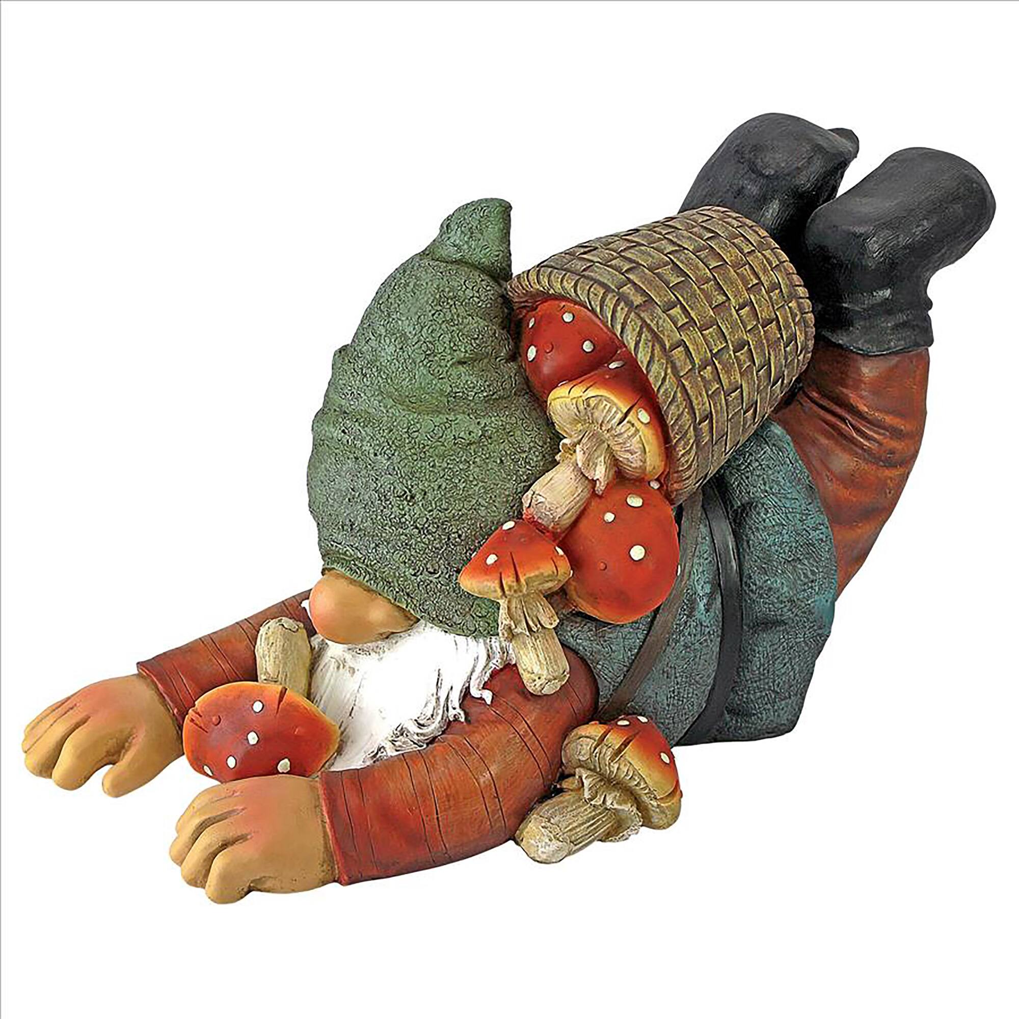 Design Toscano 8" Tall Clumsy Karl the Mushroom Hunter Gnome Statue